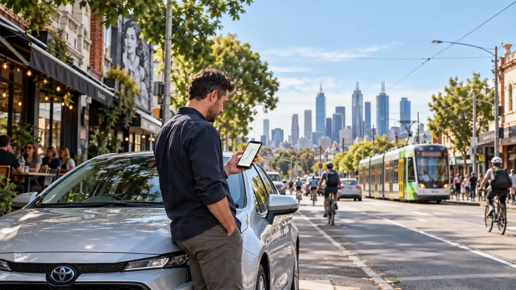 Rideshare driver planning an Uber or DiDi shift from Brunswick in Melbourne with access to the CBD and airport.